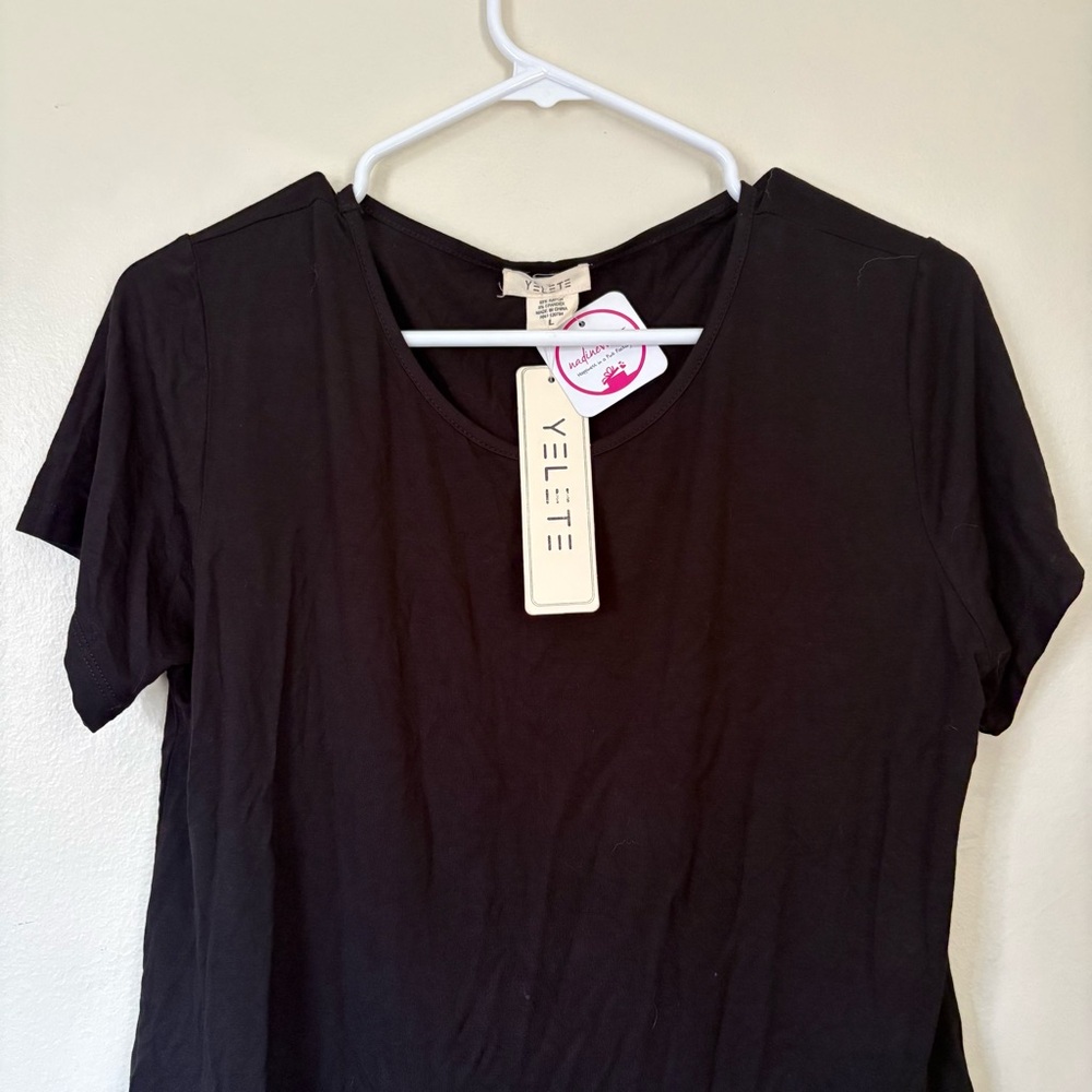 Yelete Nadine West Black Layered Tiered Blouse Size Large - Picture 3 of 12